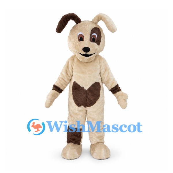 Dog Mascot Costume in Cream with Brown Patches
