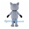 Cat Mascot Costume in Gray with Black Eye Patch and Belly