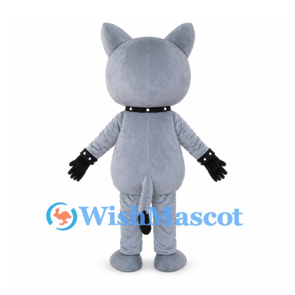 Cat Mascot Costume in Gray with Black Eye Patch and Belly