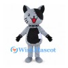 Cat Mascot Costume in Gray with Black Eye Patch and Belly
