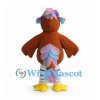 Bird Mascot Costume in Brown with Pastel Feathers and White Belly