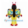 Butterfly Mascot Costume in Yellow with Colorful Wings