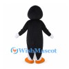 Penguin Mascot Costume with Red Bow Tie and Orange Feet