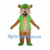 Bear Mascot Costume with Green Cap and Vest