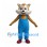 Cat Mascot Costume in Tan with Blue Overalls