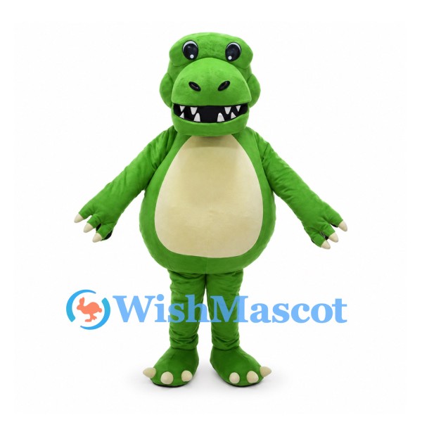 Dinosaur Mascot Costume in Green with Cream Belly