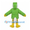 Parrot Mascot Costume in Green and Yellow with White Crest