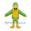 Parrot Mascot Costume in Green and Yellow with White Crest