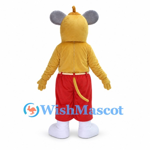 Mouse Mascot Costume in Yellow with Red Shorts