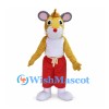 Mouse Mascot Costume in Yellow with Red Shorts
