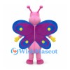 Butterfly Mascot Costume in Pink with Blue and Purple Wings