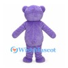 Bear Mascot Costume in Lavender with White Ribbon