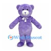 Bear Mascot Costume in Lavender with White Ribbon