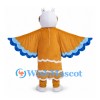 Owl Mascot Costume in Brown and White with Blue Wing Tips
