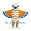 Owl Mascot Costume in Brown and White with Blue Wing Tips