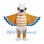 Owl Mascot Costume in Brown and White with Blue Wing Tips