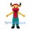 Bull Mascot Costume in Yellow with Green Overalls and Red Scarf