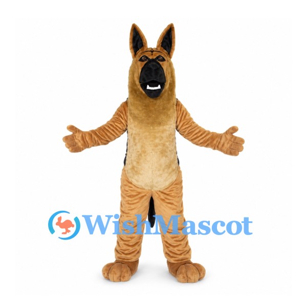 German Shepherd Mascot Costume in Tan and Black