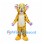 Leopard Mascot Costume in Yellow with Black Spots and Pink Ears
