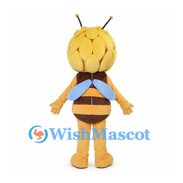 Bee Mascot Costume with Blonde Hair and Blue Wings