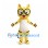 Cat Mascot Costume in Yellow with Black Glasses and Stripes