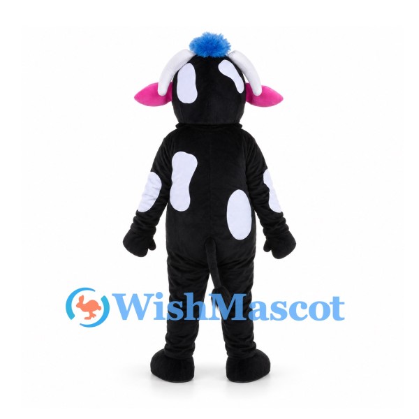 Cow Mascot Costume in Black and White with Pink Snout and Belly