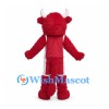 Bull Mascot Costume in Red with White Horns