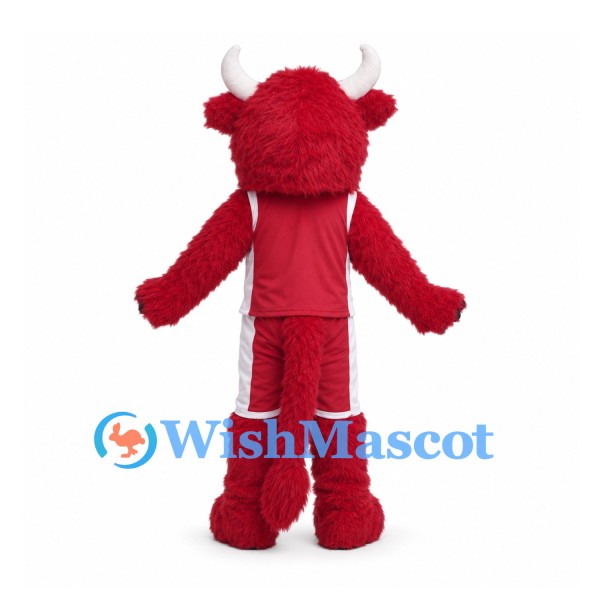Bull Mascot Costume in Red with White Horns