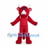 Bull Mascot Costume in Red with White Horns