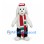 Dog Mascot Costume in White with Black Vest and Striped Scarf
