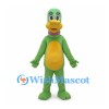 Dinosaur Mascot Costume in Green with Yellow Belly and Back Plates