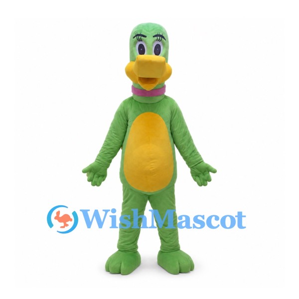 Dinosaur Mascot Costume in Green with Yellow Belly and Back Plates