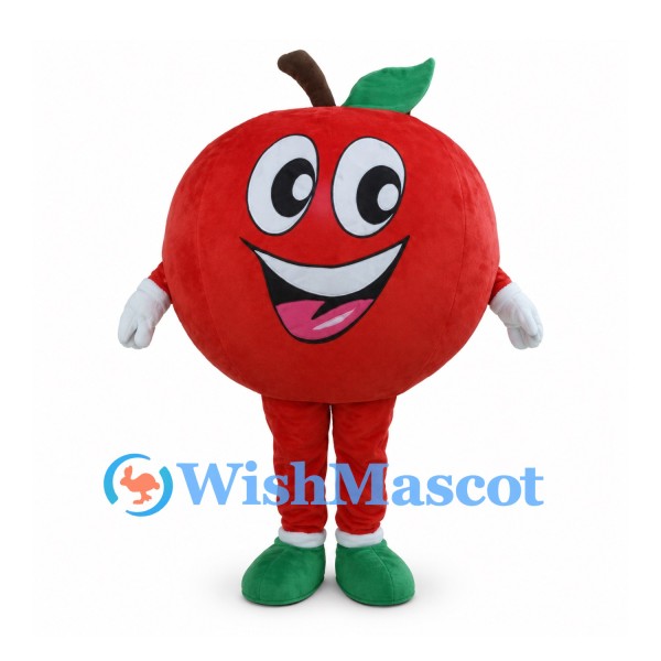 Apple Mascot Costume in Red with Green Leaf and Shoes