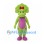 Triceratops Mascot Costume in Green with Pink Belly and Red Bow