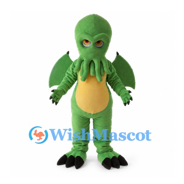 Tentacled Monster Mascot Costume in Green with Bat Wings
