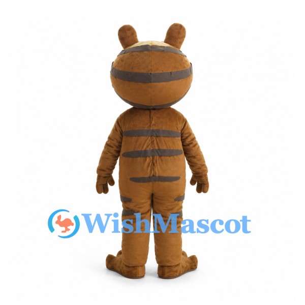 Frog Mascot Costume in Brown with Stripes and Patterned Belly