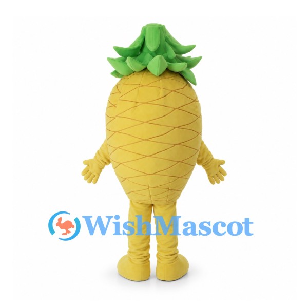 Pineapple Mascot Costume in Yellow with Green Leaf Crown