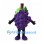 Grape Mascot Costume in Purple with Green Leaves