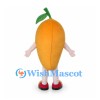 Mango Mascot Costume in Orange with Green Leaf Stem