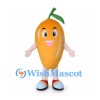 Mango Mascot Costume in Orange with Green Leaf Stem