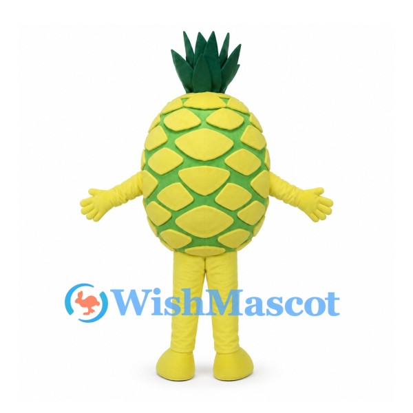 Pineapple Mascot Costume with Glasses and Green Leaf Crown