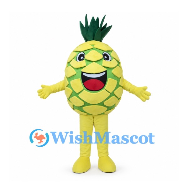 Pineapple Mascot Costume with Glasses and Green Leaf Crown