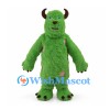 Monster Mascot Costume in Green with Brown Horns and Pink Spots