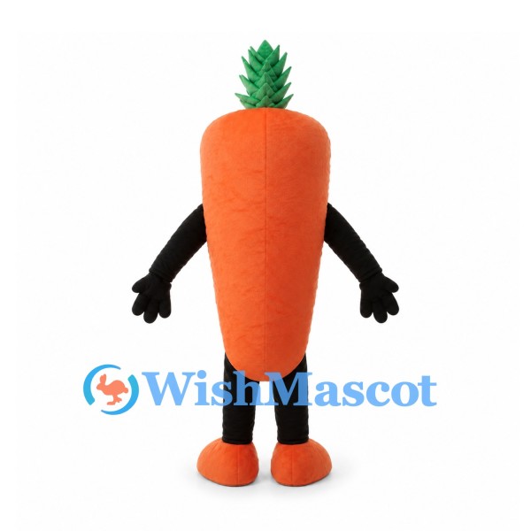 Carrot Mascot Costume in Orange with Green Leaf Top