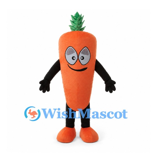 Carrot Mascot Costume in Orange with Green Leaf Top