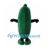 Cucumber Mascot Costume in Dark Green with Smiling Face