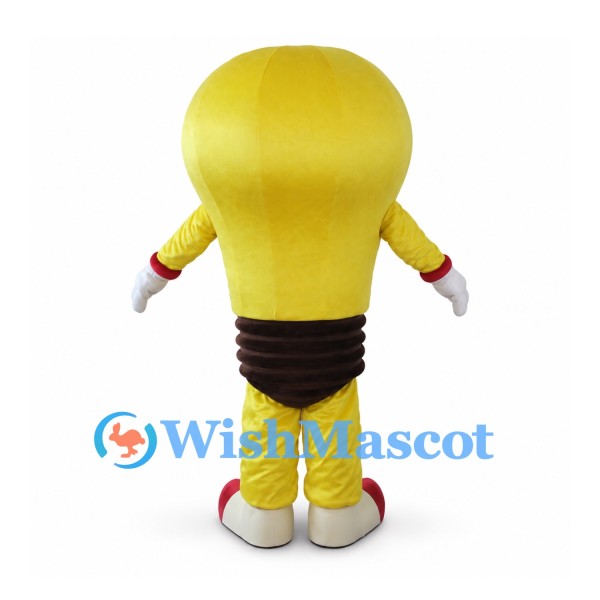 Light Bulb Mascot Costume in Yellow with Black Base