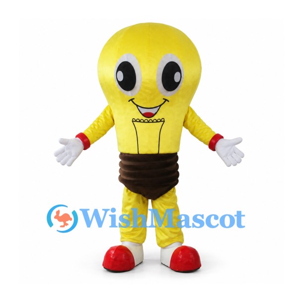 Light Bulb Mascot Costume in Yellow with Black Base
