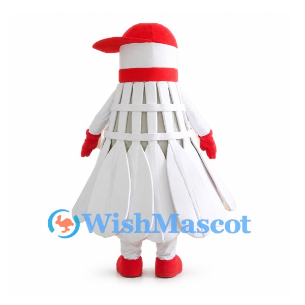 Shuttlecock Mascot Costume in White with Red Cap