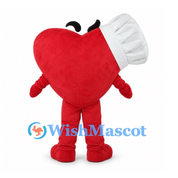 Heart Mascot Costume in Red with White Ruffled Wings